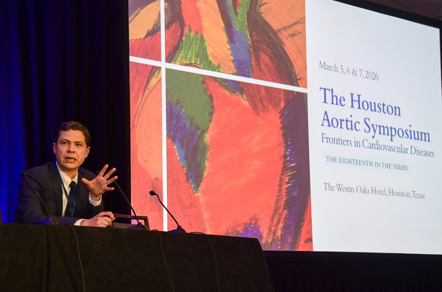 Dr. Anthony Estrera delivers the welcoming address at the Aortic Symposium