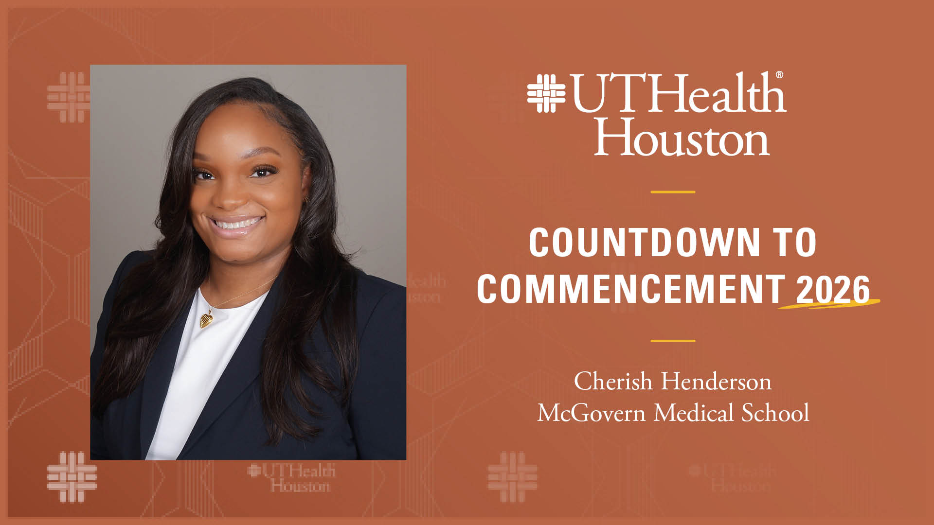Cherish Henderson Countdown to Commencement at UTHealth Houston Graphic.