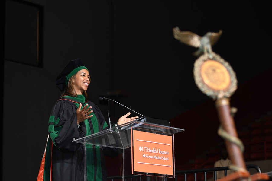 LaTanya J. Love, MD, speaks during the McGovern Medical School Class of 2026 Commencement Ceremony.