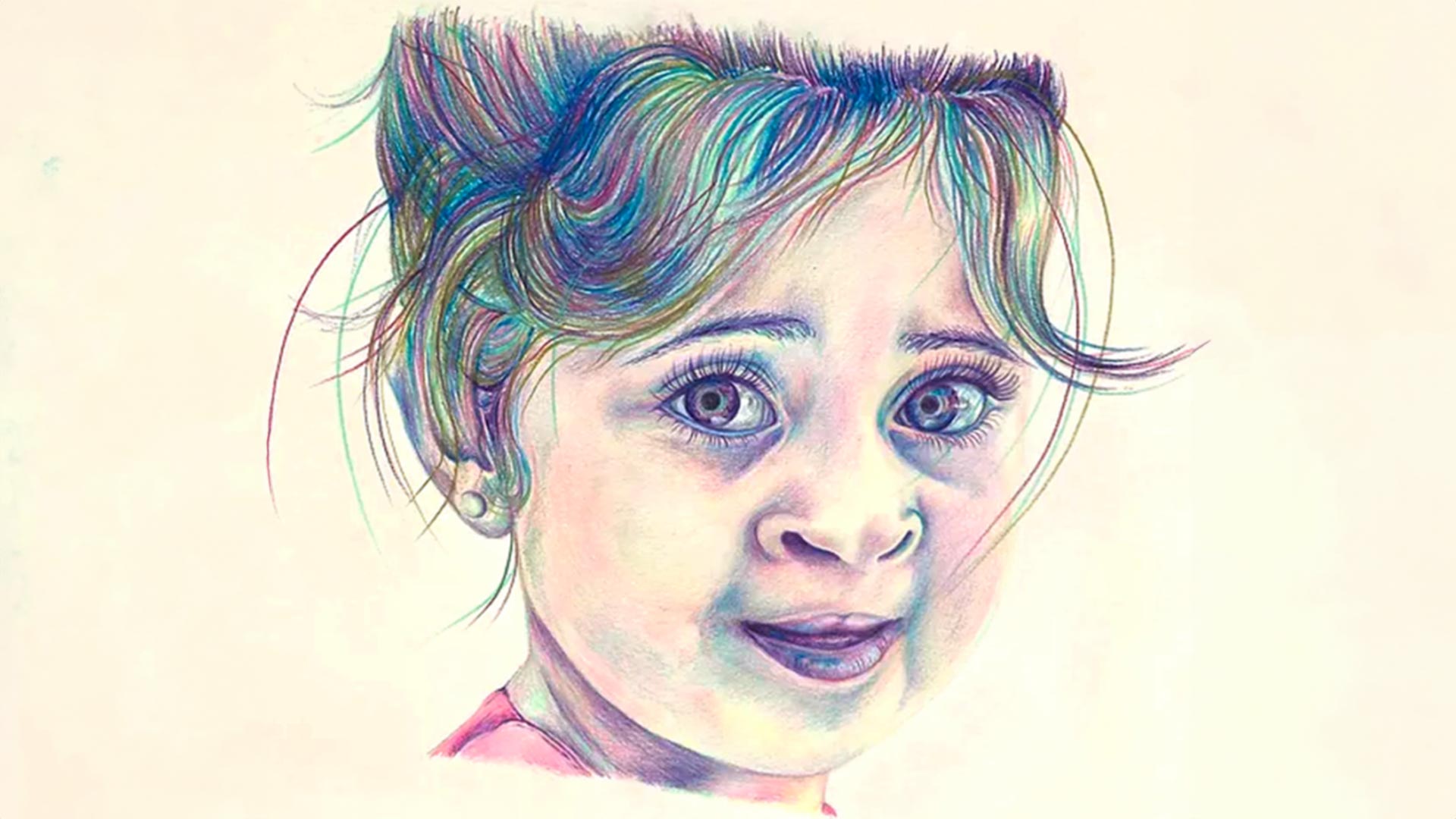 A portrait of a child with a cleft difference painted by artist Katie Manning