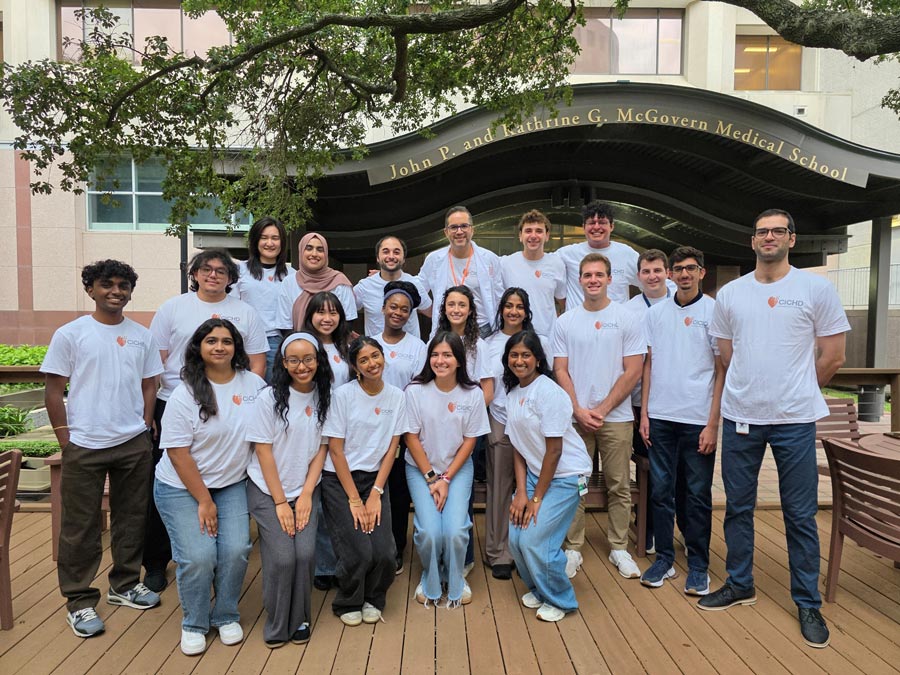 A new generation of scientists took its first steps toward advancing congenital heart disease research this summer as students from across the country explored leading-edge science, engineered living tissues, and gained hands-on laboratory experience through the inaugural Center for Innovation in Congenital Heart Disease Summer Institute. The monthlong program brought together 32 exceptional high school and undergraduate students for an immersive curriculum spanning cardiovascular science, regenerative medicine, and biomedical engineering. The institute was delivered in two phases: a two-week virtual lecture series from June 15-26 that included 27 students, followed by a two-week, hands-on research experience for 13 students from July 1-15 at UTHealth Houston. Participants attended lectures, participated in laboratory workshops, engaged in leading-edge research, and collaborated on team projects under the mentorship of center faculty, trainees, and staff. “It was truly inspiring to see these young scholars immerse themselves in cardiovascular science, 3D bioprinting, and translational research with remarkable enthusiasm and curiosity,” said Vahid Serpooshan, PhD, associate professor in the Department of Pediatrics and director of the Center for Innovation in Congenital Heart Disease. “Beyond the scientific knowledge they gained, the program fostered critical thinking, teamwork, and lasting mentorships.” This year’s institute finished with a research symposium and poster presentation, where participants showcased the innovative projects they developed during the program. Their presentations reflected not only scientific curiosity and creativity, but also the significant growth they achieved throughout the month. “We are incredibly proud of what this year’s scholars accomplished,” Serpooshan said. “Most importantly, these students will continue their journey with our center as Center for Innovation in Congenital Heart Disease Scholars, remaining engaged with our research and educational activities for years to come. In fact, several have already returned to UTHealth Houston as volunteers and visiting student researchers, underscoring the lasting impact of this program and the vibrant community it continues to build.” The Center for Innovation in Congenital Heart Disease’s inaugural institute came to a close in July, capping a month of scientific exploration, mentorship, and hands-on discovery for participants.